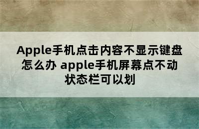 Apple手机点击内容不显示键盘怎么办 apple手机屏幕点不动状态栏可以划